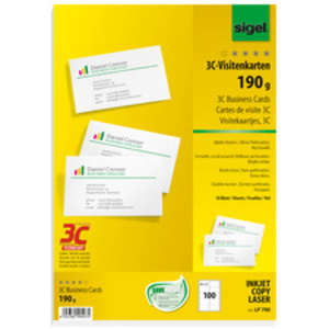 sigel Cartes de visite, 85 x 55 mm, 190g/m2, extra blanc