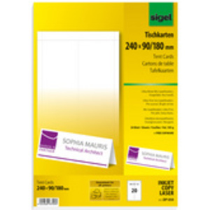 sigel Carte marque-place, blanc éclatant, 185 g/m2