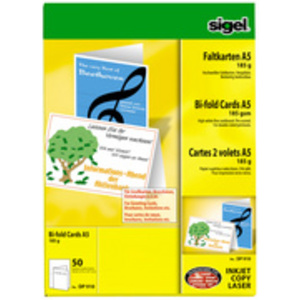 sigel cartes 2 volets pour PC, DL (A4), 185g/m2, extra blanc
