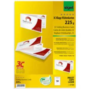 sigel cartes de visite doubles 3C, 90/180 x 55 mm, extra