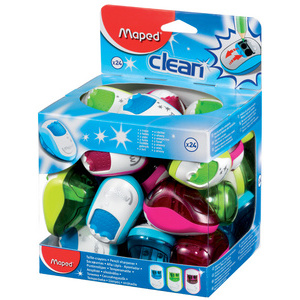 Maped Double taille-crayon Clean, assorti, présentoir de 24