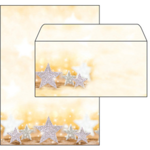 sigel Enveloppe à motif de Noël 'Glitter Stars', format long
