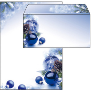 sigel Enveloppe à motif de Noël 'Blue Harmony', format long