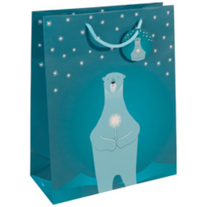 sigel Sac cadeau de Noël 'Polar bear with candle', grand