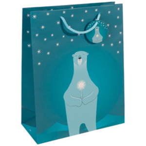 sigel Sac cadeau de Noël 'Polar bear with candle', petit