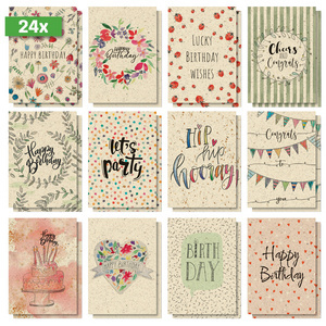sigel Set cartes postales anniversaire Happy Grassy Birthday