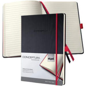 sigel Carnet de notes Conceptum, A4, ligné, noir/rouge