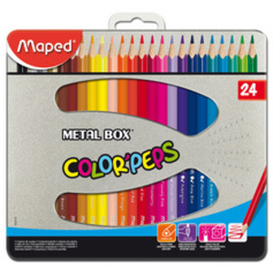 Maped Crayon de couleur triangulaire COLOR'PEPS, étui métal
