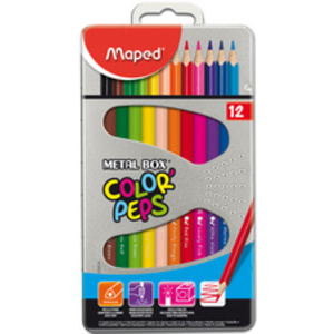 Maped Crayon de couleur triangulaire COLOR'PEPS, étui métal