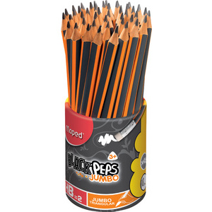 Maped Crayon BLACK'PEPS JUMBO, avec gomme, pot de 46 pièces
