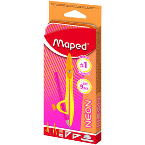 Maped Coffret de géométrie Mathset STUDY NEON, 9 pièces