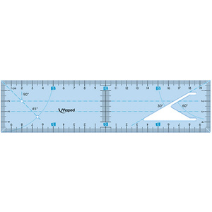Maped Outil de traçage règle équerre 2en1, bleu transparent