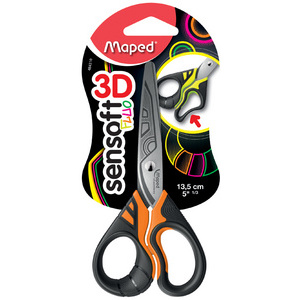 Maped Ciseaux Sensoft 3D Fluo, rond, longueur: 135 mm