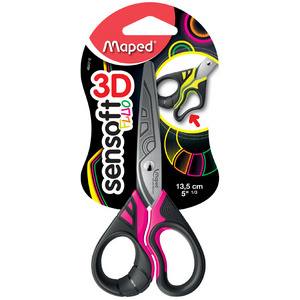 Maped Ciseaux Sensoft 3D Fluo, rond, longueur: 135 mm