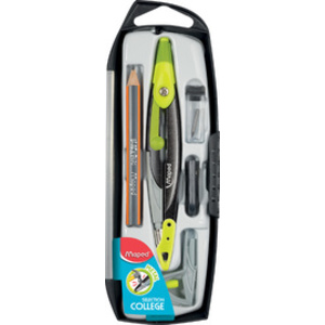 Maped Boîte de compas Metal Open, 5 pièces, couleurs