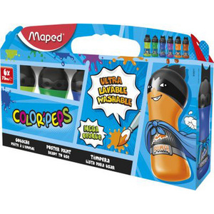 Maped Gouache COLOR'PEPS, en bouteille, étui en carton de 6