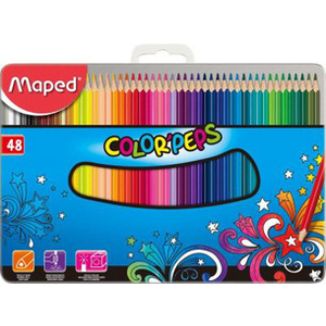 Maped Crayon de couleur COLOR'PEPS, étui métal de 48