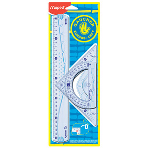 Maped Kit de géométrie pour gauchers, 4 pièces, transparent