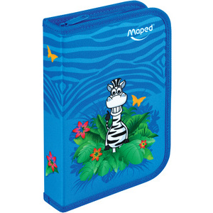 Maped Etui pour écolier Jungle, en polyester, bleu, garni