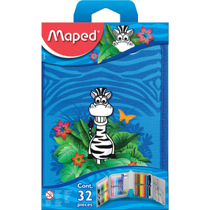 Maped Etui pour écolier Jungle, en polyester, bleu, garni