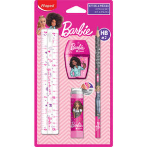 Maped Kit d'écriture Barbie, 4 pièces, sur carte blister