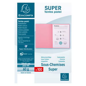 EXACOMPTA Sous-chemises SUPER 60, A4, 60 g/m2, rose