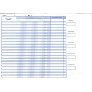 ELVE Registre d'appel journalier, piqûre 28 pages, 40 élèves