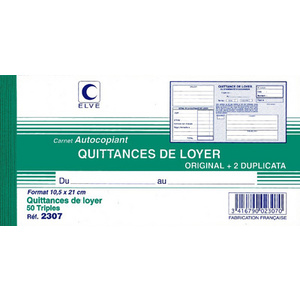 ELVE Manifold 'Quittances de loyer', 105 x 210 mm horizontal