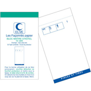 ELVE Bloc Maître d'H'tel, 85 x 150 mm, 50 feuillets dupli