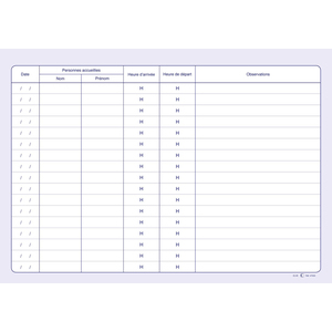ELVE Registre des personnes accueillies dans l'établissement