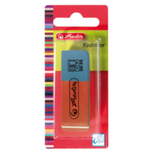 herlitz Gomme en caoutchouc naturel, couleur: bleu/rouge