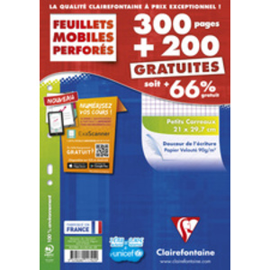 Clairefontaine Feuillets mobiles perforés, A4, quadrillé 5x5