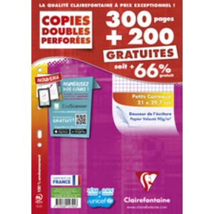 Clairefontaine Copies doubles perforées, A4, séyès