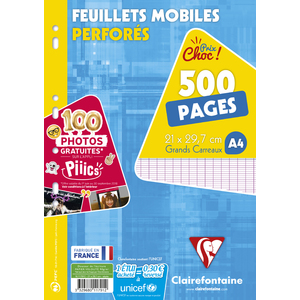 Clairefontaine Feuillets mobiles perforés, A4, séyès