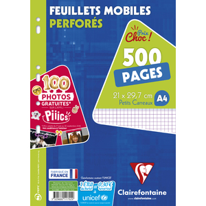 Clairefontaine Feuillets mobiles perforés, A4, séyès