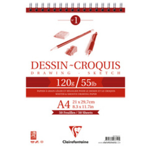 Clairefontaine Bloc papier Dessin Croquis, A3, 120 g/m2