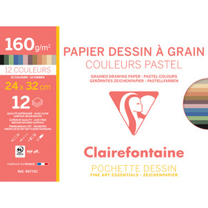 Clairefontaine Papier dessin 'à Grain', couleurs pastel