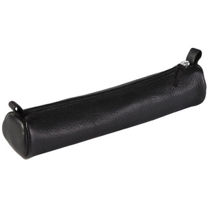 Clairefontaine Trousse petite ronde, cuir noir vieilli