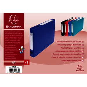 EXACOMPTA Boîte d'archives à pression, PP, 40 mm, bleu