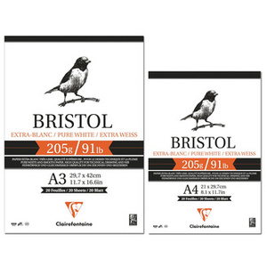 Clairefontaine Bloc de papier à dessin BRISTOL, A4