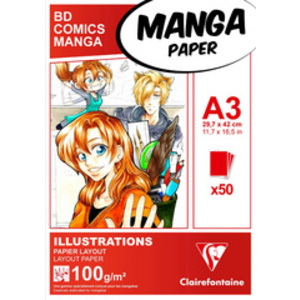 Clairefontaine Bloc de papier Layout MANGA ILLUSTRATIONS, A4
