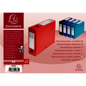 EXACOMPTA Boîte d'archives à pression, PP, 80 mm, rouge