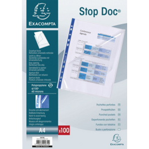 EXACOMPTA Pochette perforée Stop Doc, A4, PP, transparent  - 24886
