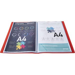 EXACOMPTA Protège-documents, A4, PP, 30 pochettes, rouge  - 50125