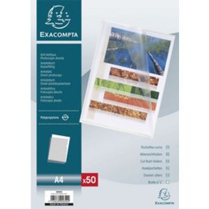 EXACOMPTA Pochettes coins, A4, PP 0,12 mm,transparent grainé