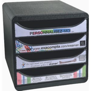 EXACOMPTA Module de classement BIG-BOX, 4 tiroirs, noir