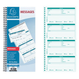 EXACOMPTA Carnet de messages téléphone, spiralé  - 21082
