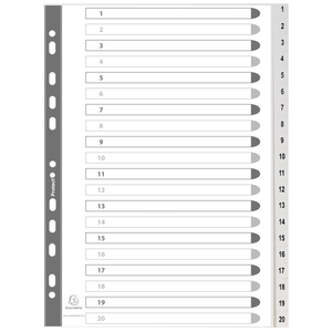 EXACOMPTA Intercalaire numérique en plastique, A4, gris