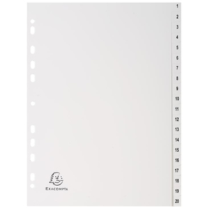 EXACOMPTA Intercalaire numérique en plastique, A4, gris