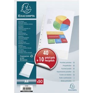 EXACOMPTA Pochette perforée, pack promo 40+10 GRATUITS, A4,